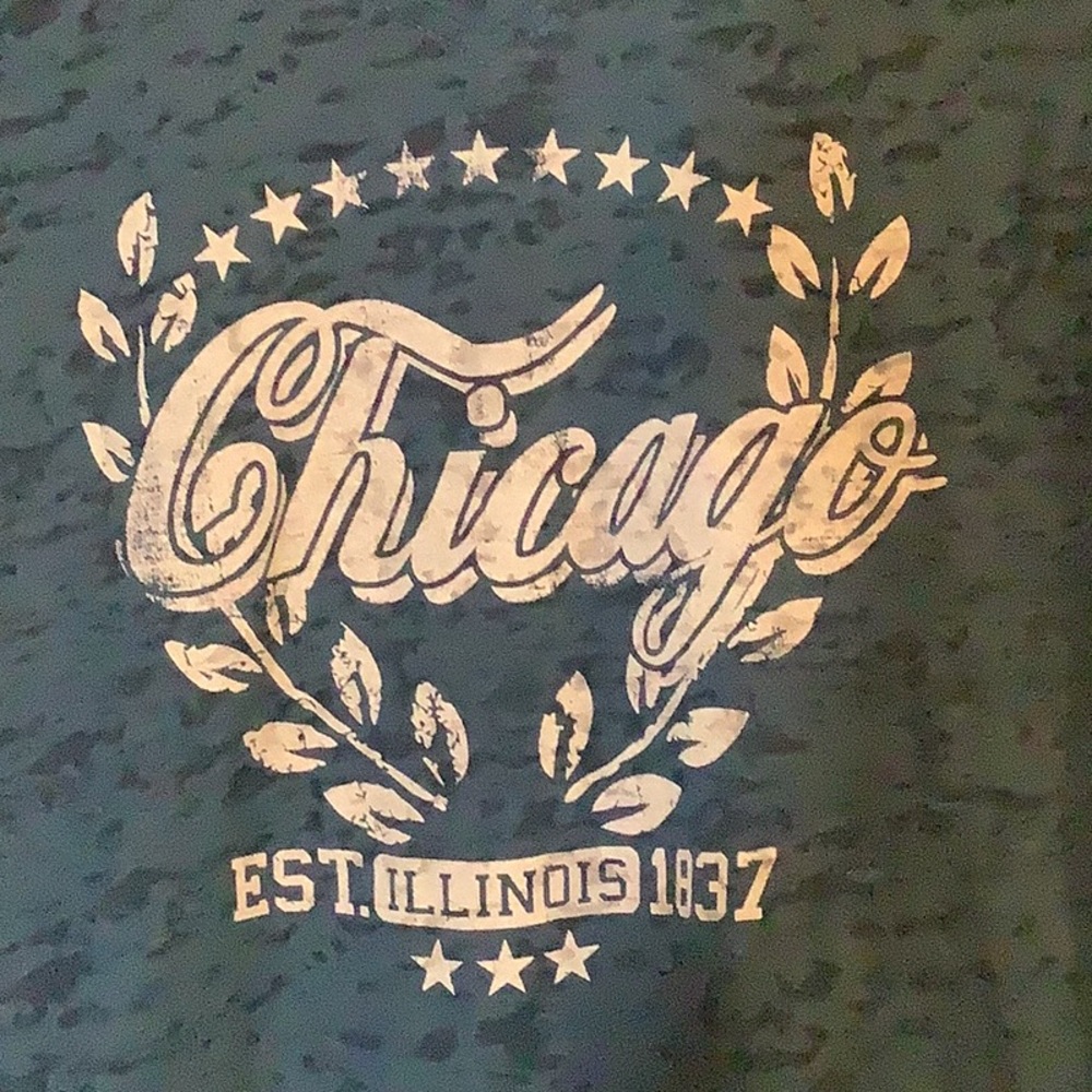 Ladies long sheer v-neck tee, Chicago Illinois NWT
